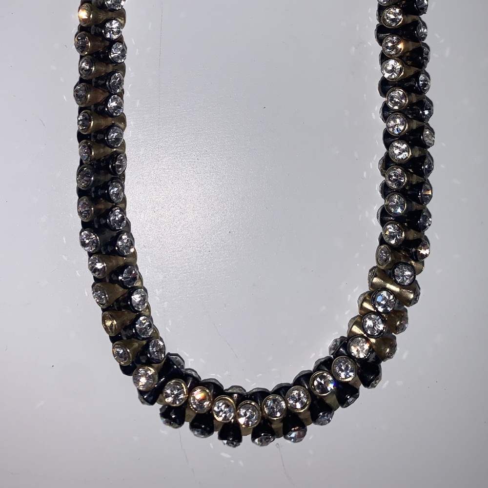 J. Crew black gold and diamond necklace